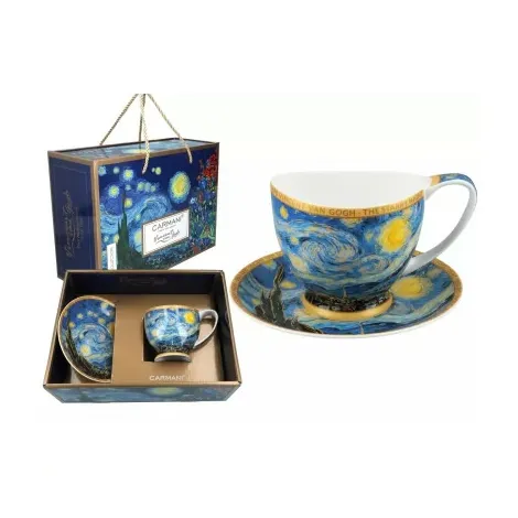 Filiżanka Big Vanessa Carmani 350ml ze spodkiem - V. van Gogh, Gwiaździsta noc